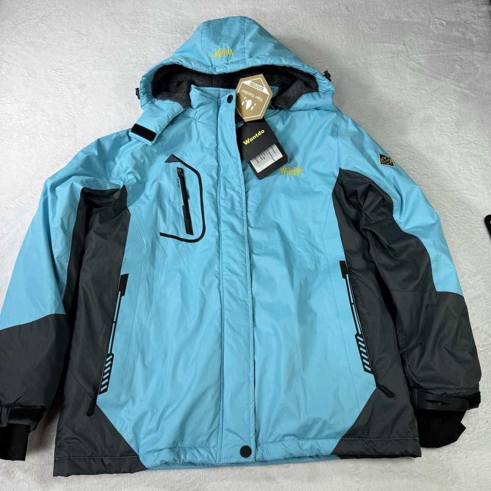 Wantdo Ski Jacket Womens Large Blue Mountain Windproof Winter Hooded NWT $299